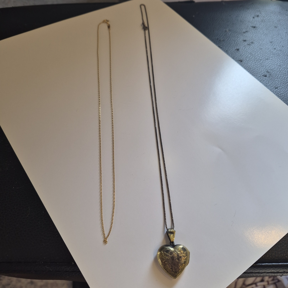 Gold Heart Locket Necklace with Engraved Detail - Gold Tone